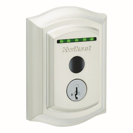 Kwikset Halo Touch Traditional Fingerprint Deadbolt , Built-in Wifi and SmartKey Backup Satin Nickel Finish 959TRLFPRT-15S